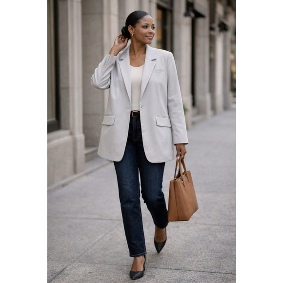 Bagatelle Jackets & Blazers - Bagatelle Collection Blazer Large Oversized Notch Lapel Gray City Spring